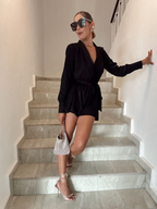 Elegant Cutout Tie-Waist Romper