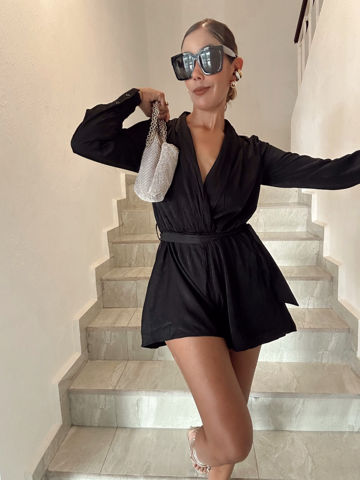 Elegant Cutout Tie-Waist Romper