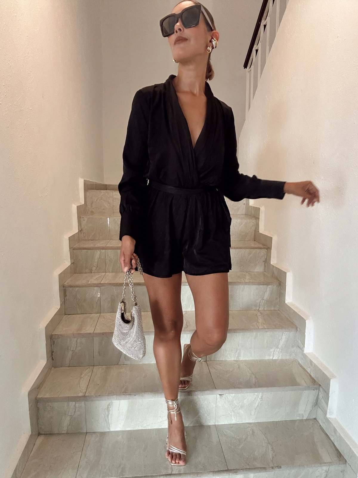 Elegant Cutout Tie-Waist Romper