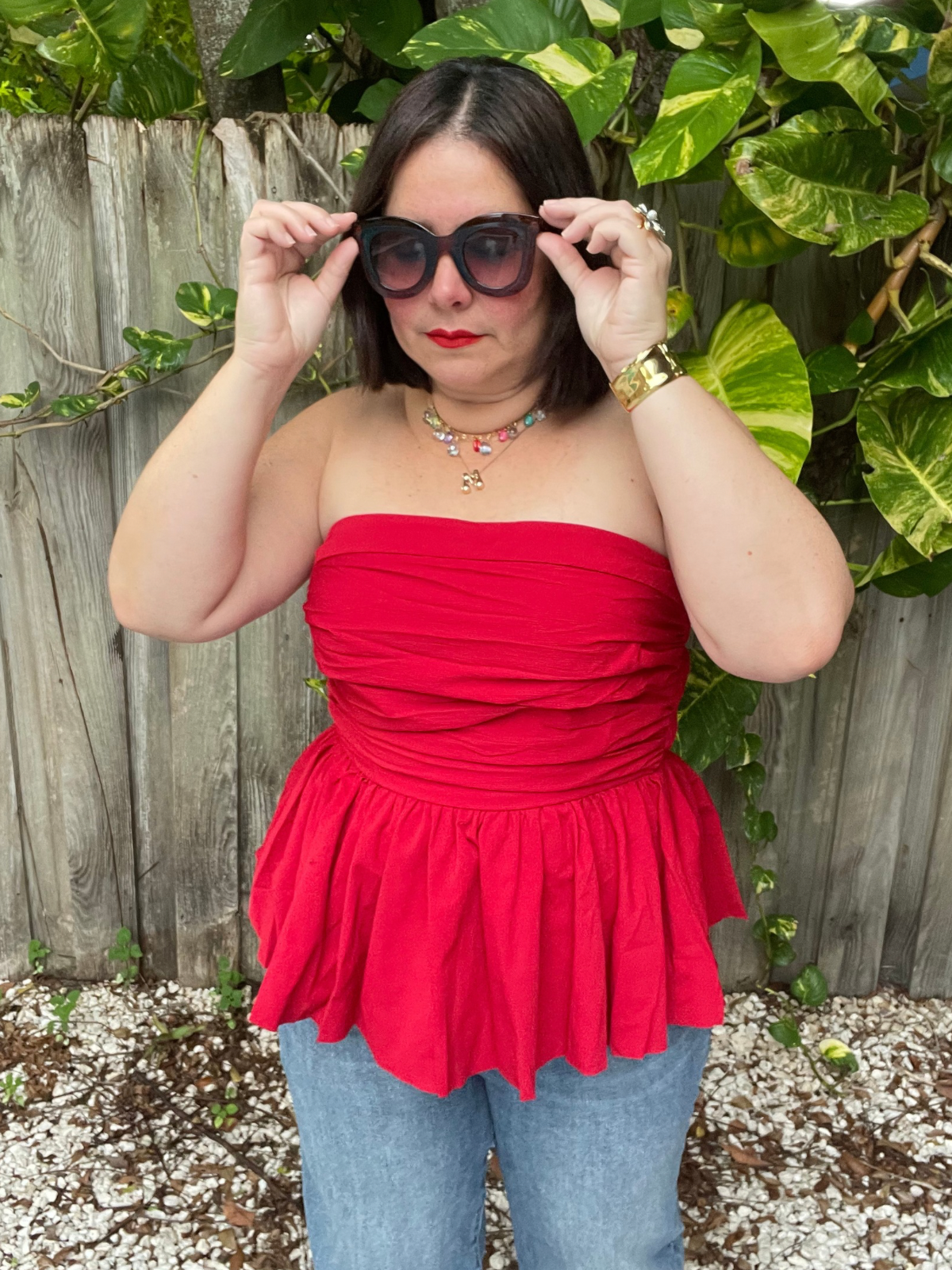 Scarlet Glow Strapless Top