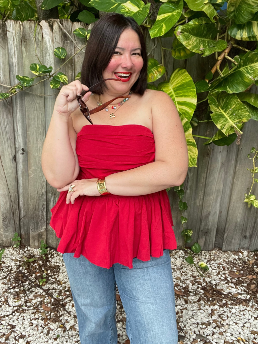 Scarlet Glow Strapless Top