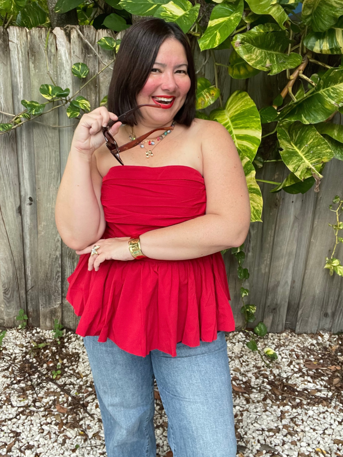 Scarlet Glow Strapless Top