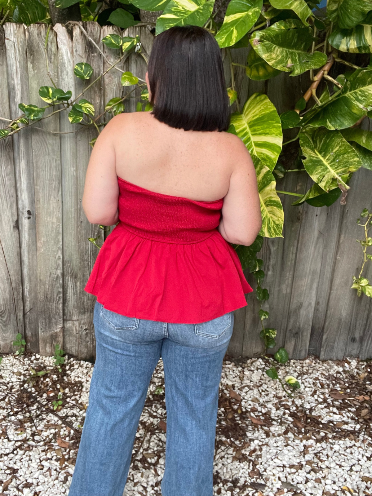 Scarlet Glow Strapless Top