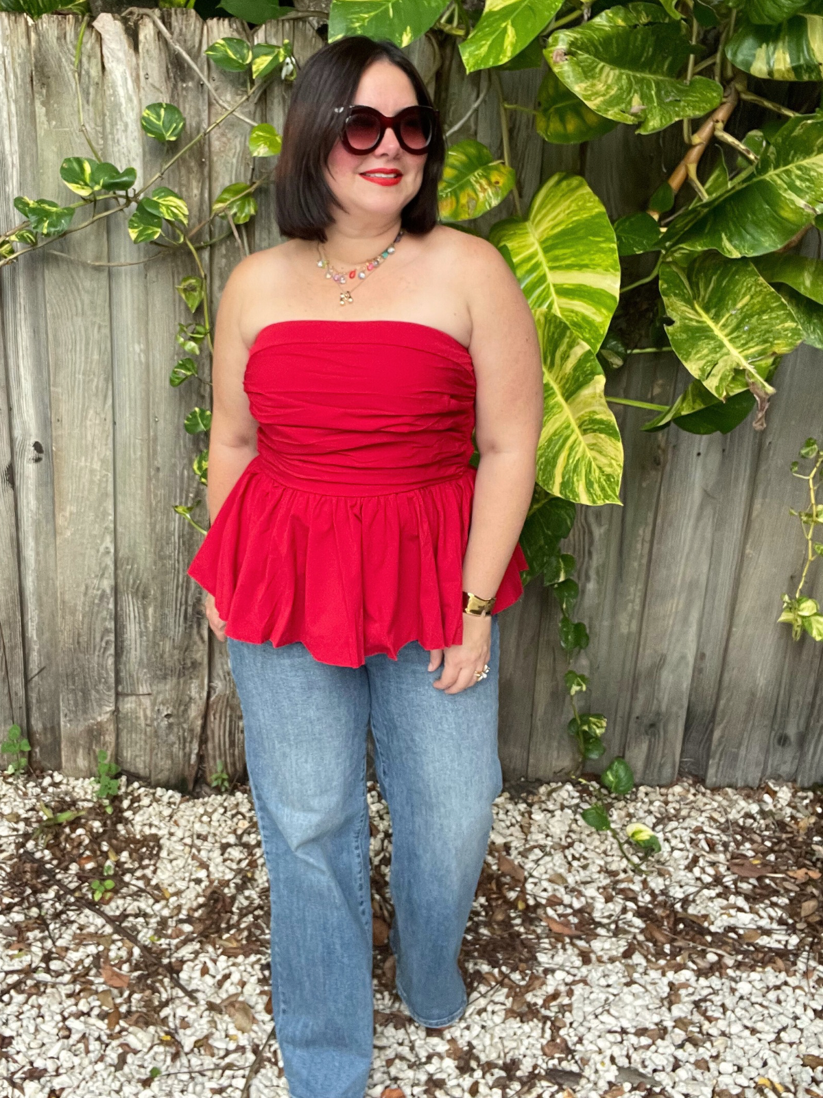 Scarlet Glow Strapless Top