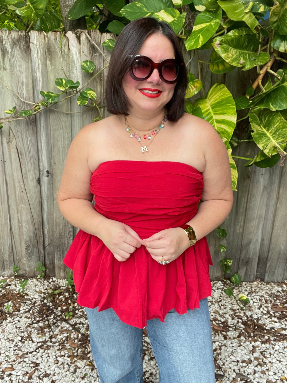 Scarlet Glow Strapless Top