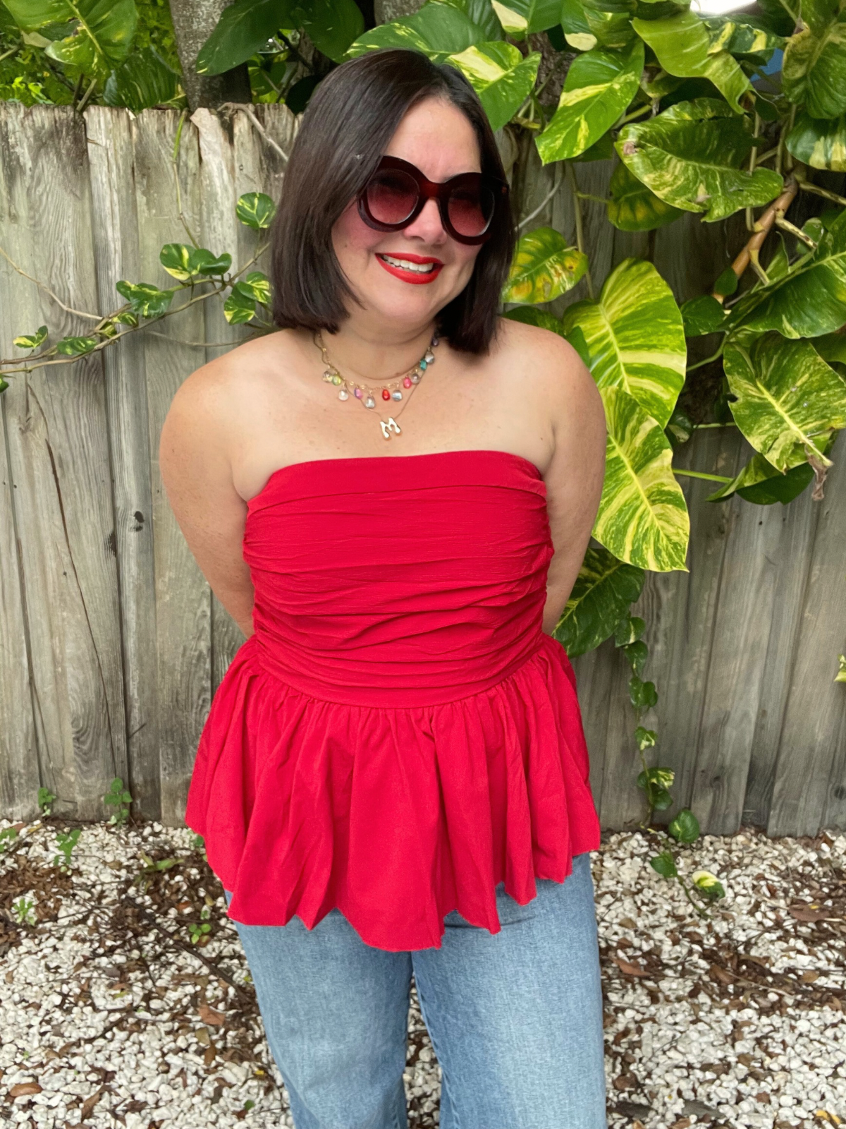 Scarlet Glow Strapless Top