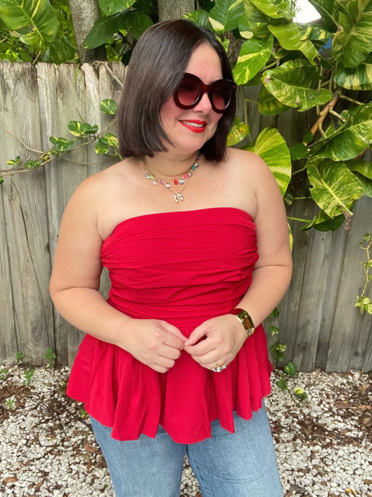 Scarlet Glow Strapless Top