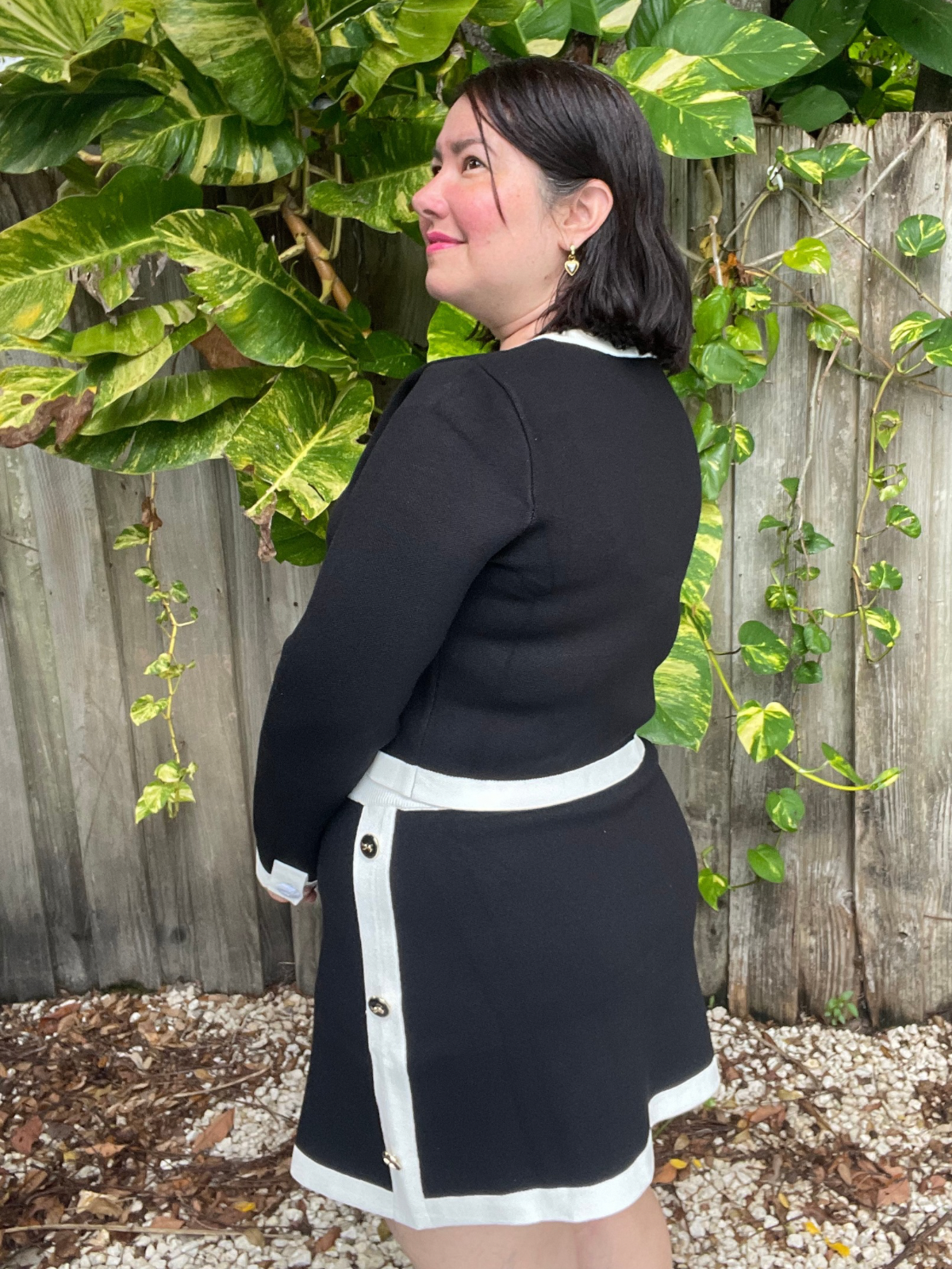 The Charlotte Contrast Trim Crop Cardigan and Mini Skirt Set