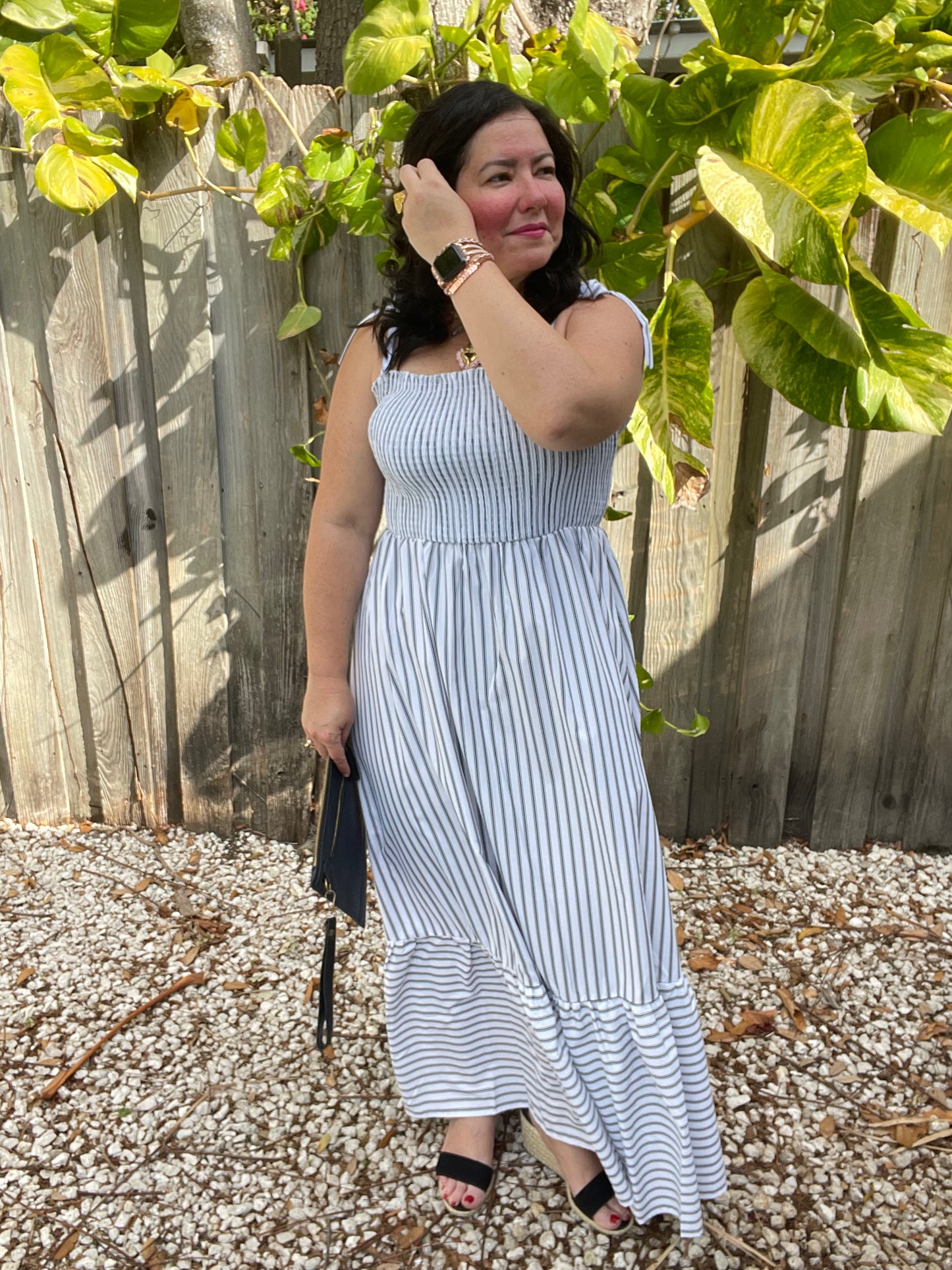 Serene Breeze Poplin Striped Maxi Dress
