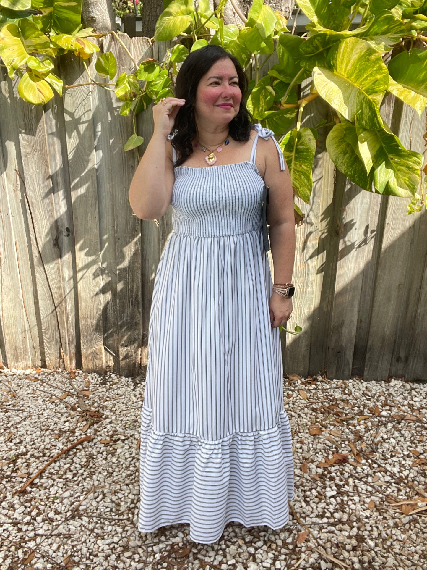 Serene Breeze Poplin Striped Maxi Dress