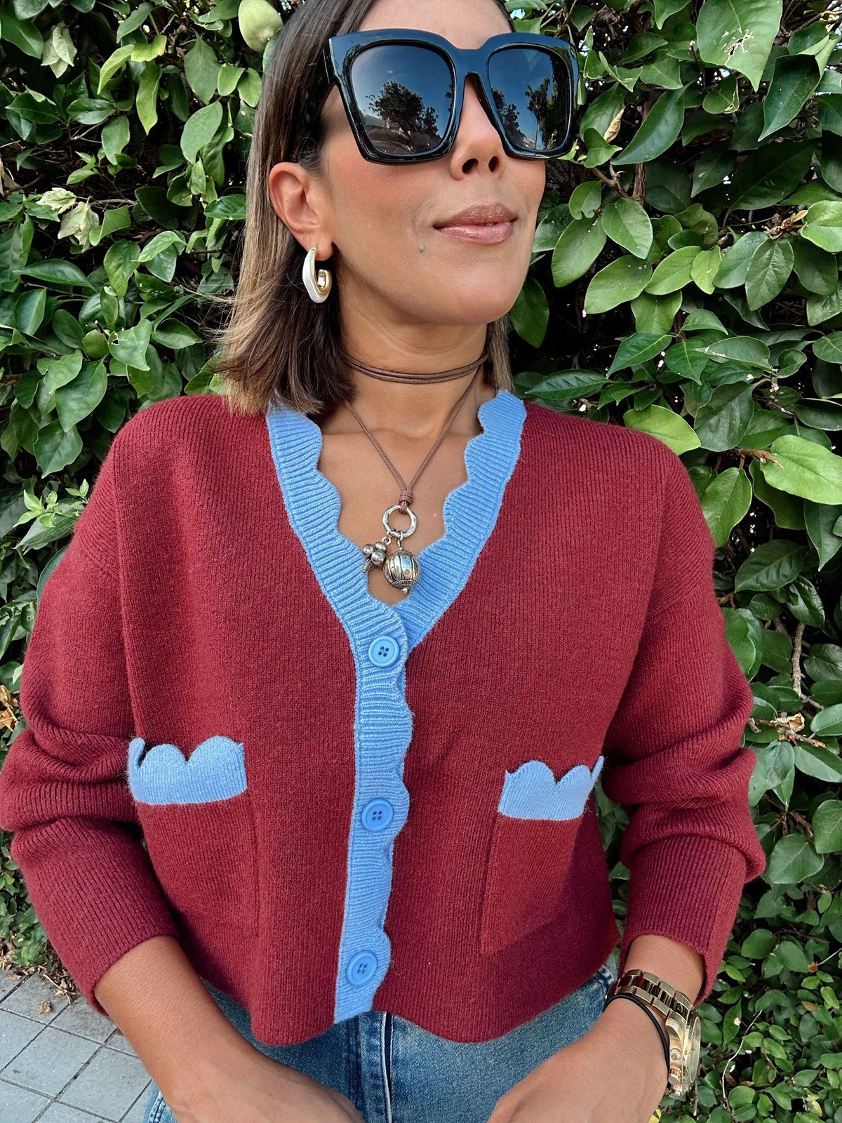 Ruby Scallop Trim Cardigan