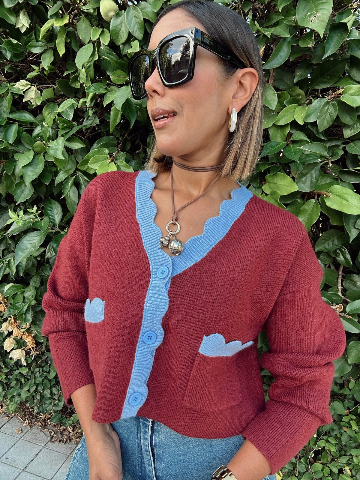 Ruby Scallop Trim Cardigan