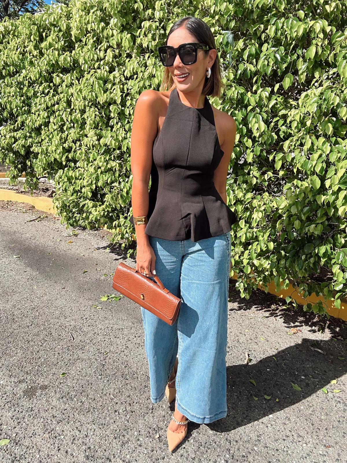 After Hours Sculpted Halter Peplum Top