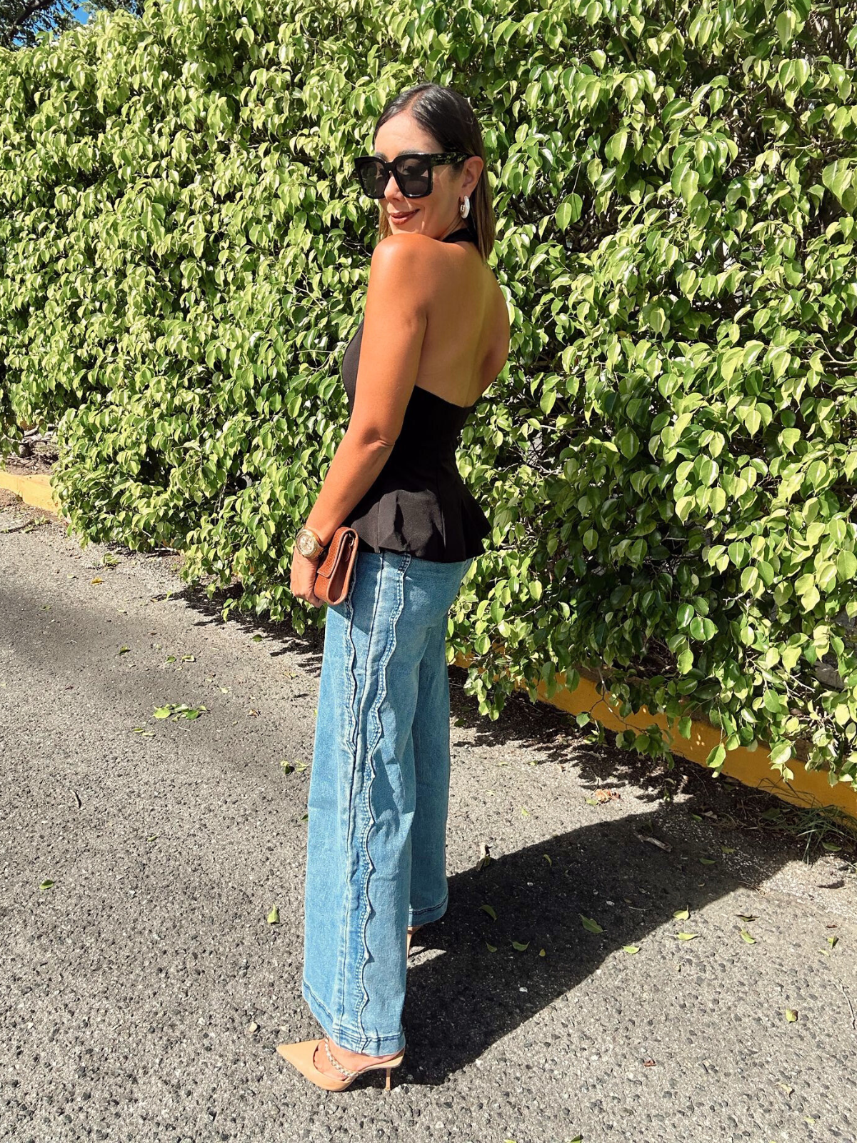 After Hours Sculpted Halter Peplum Top