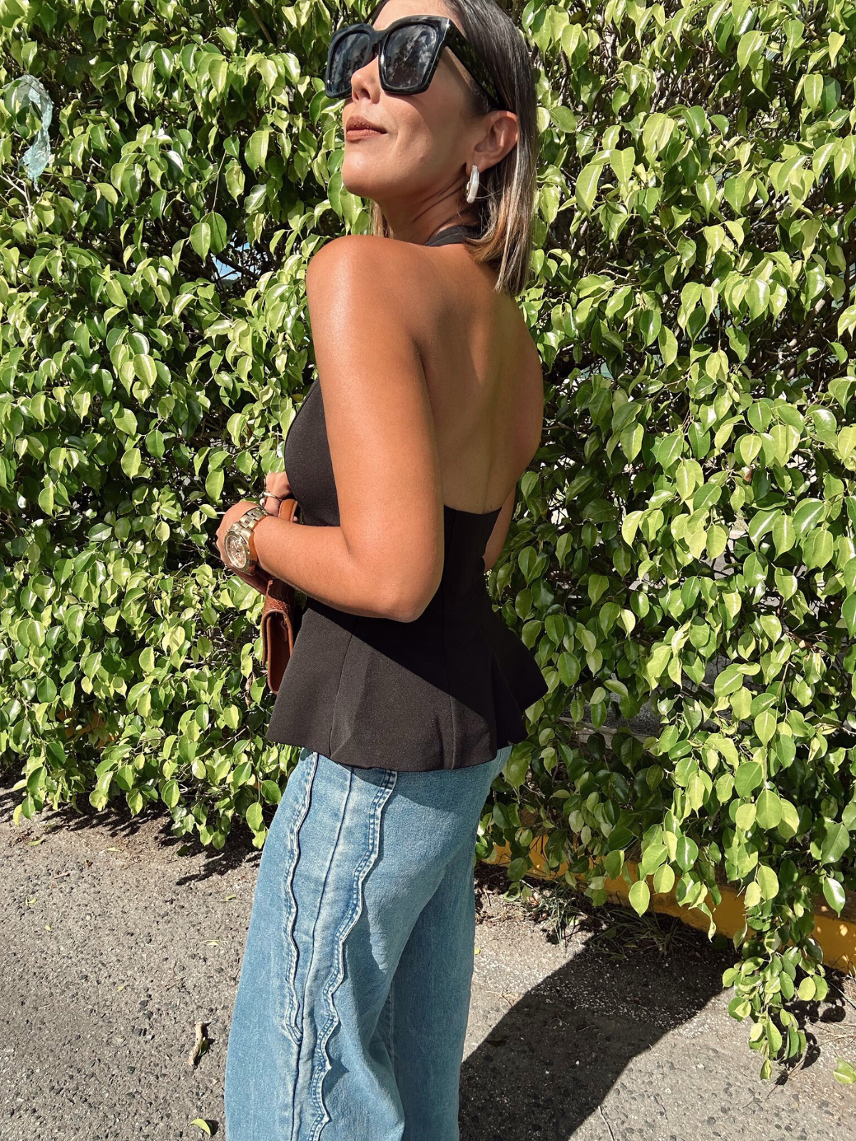 After Hours Sculpted Halter Peplum Top