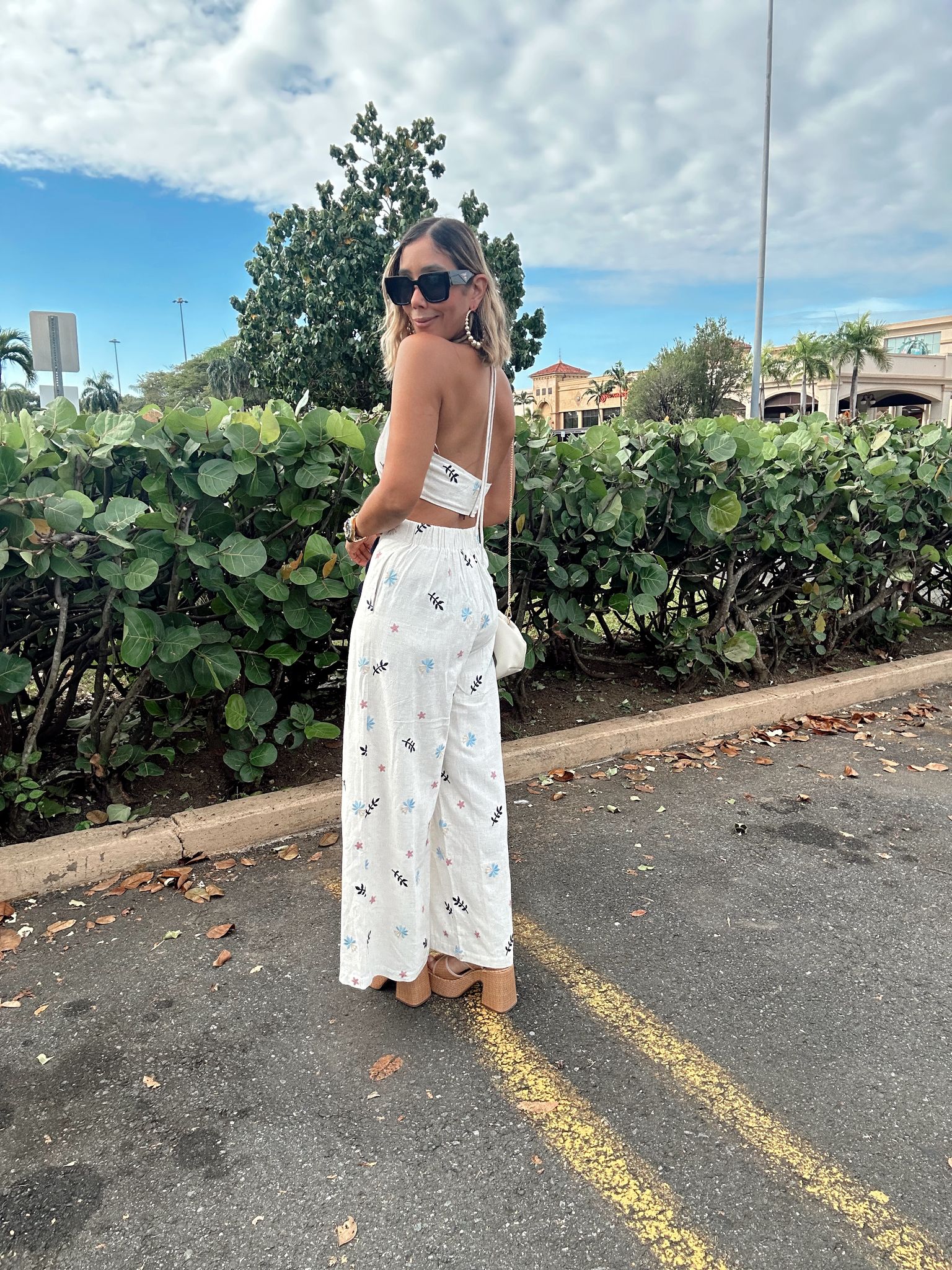 Grace Embroidered Scallop Crop Top and Pants Set