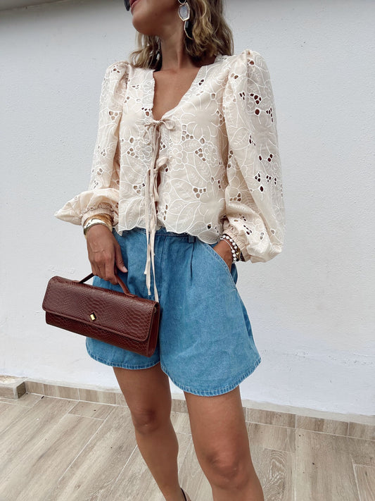 Flare Denim Shorts