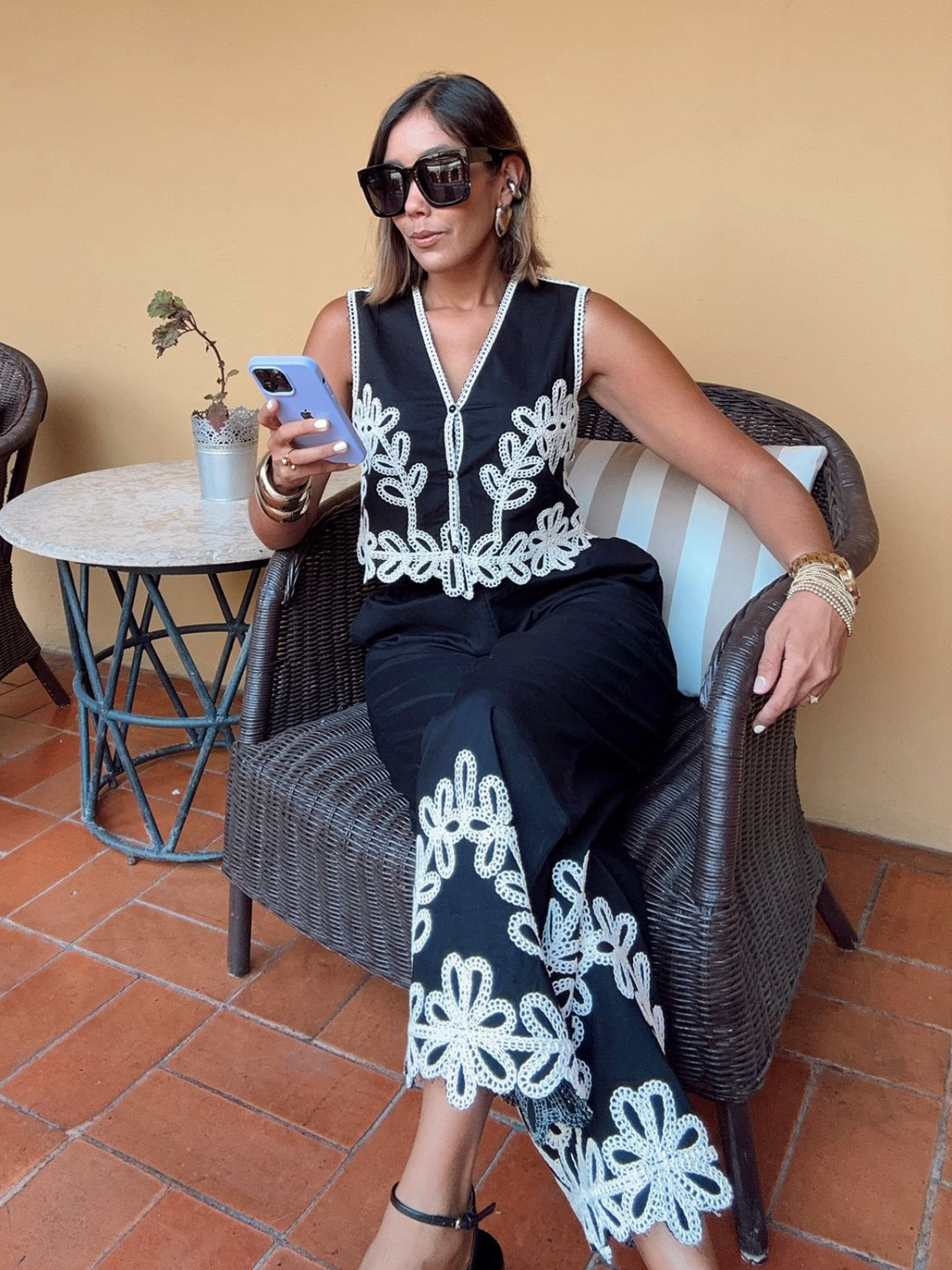 Call Me Love Embroidered Top and Pants Set