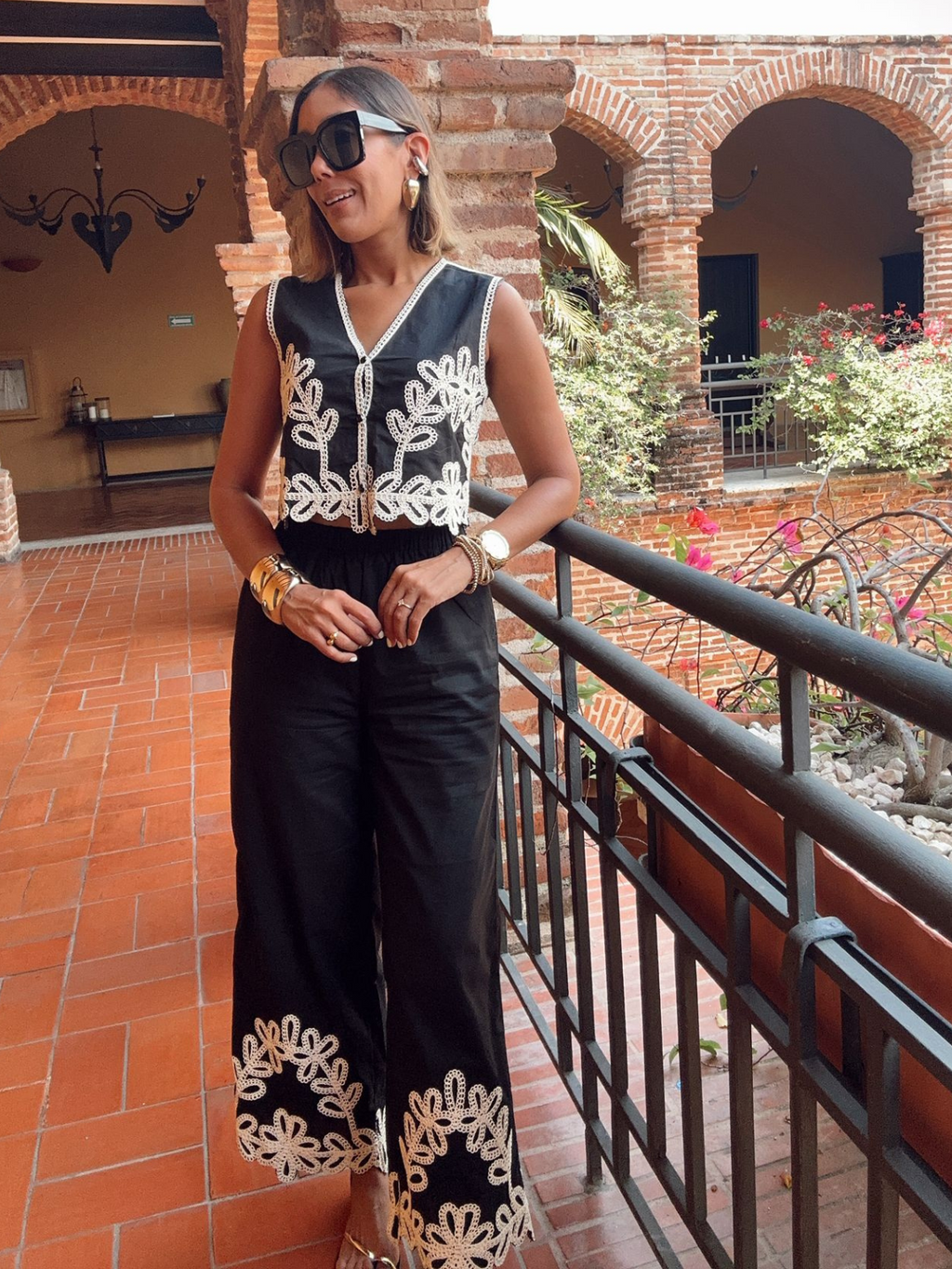 Call Me Love Embroidered Top and Pants Set