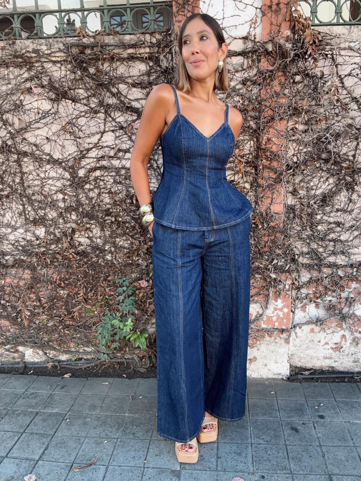 Mariel Sweetheart Denim Top & Pants Set