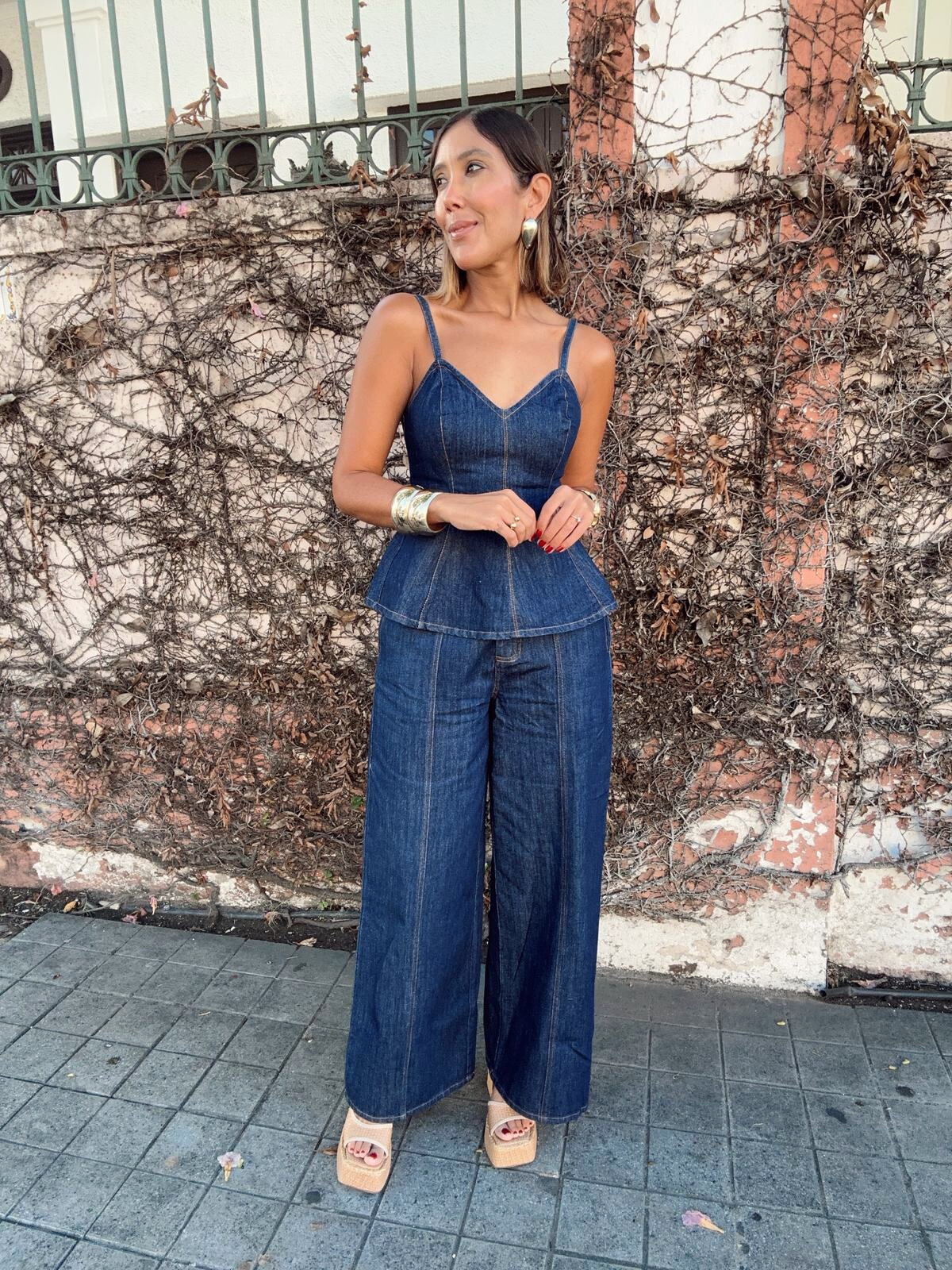 Mariel Sweetheart Denim Top & Pants Set