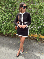 The Charlotte Contrast Trim Crop Cardigan and Mini Skirt Set