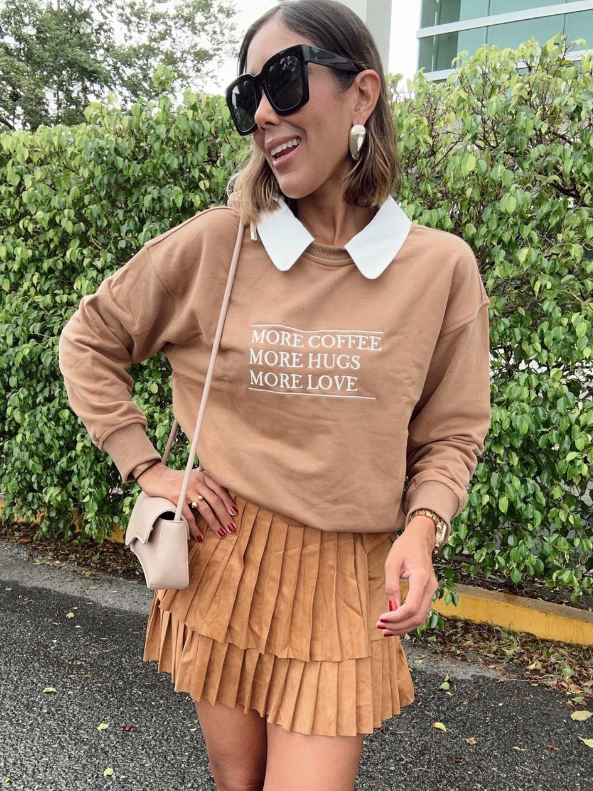 More Coffee, More Hugs, More Love Collared Sweatshirt