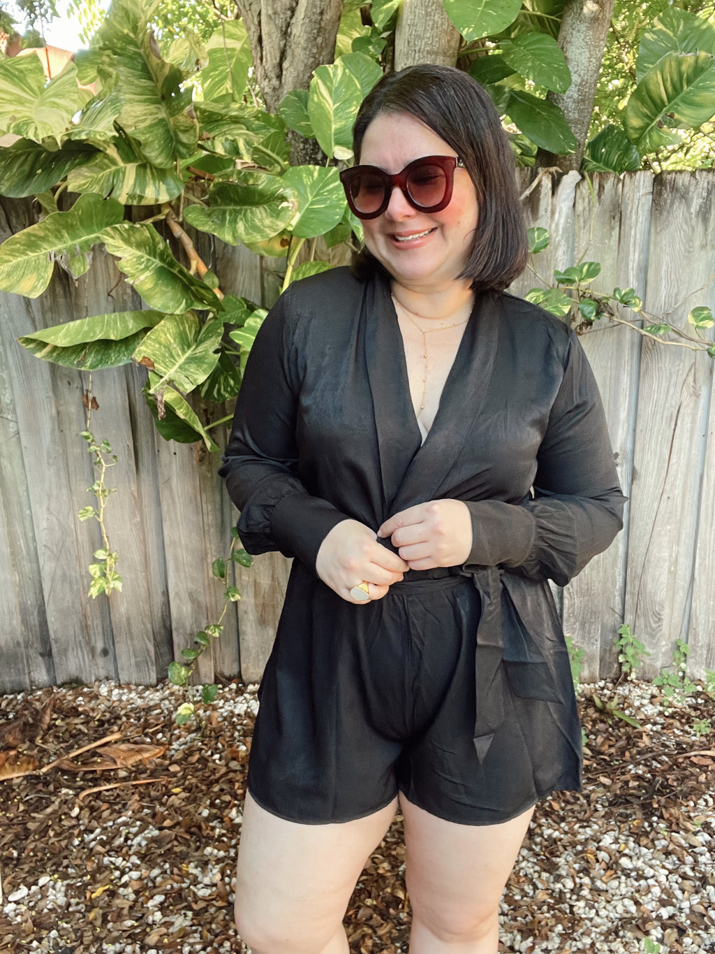 Elegant Cutout Tie-Waist Romper