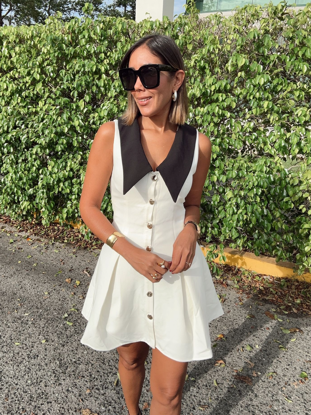 Élodie Contrast Collar Mini Dress