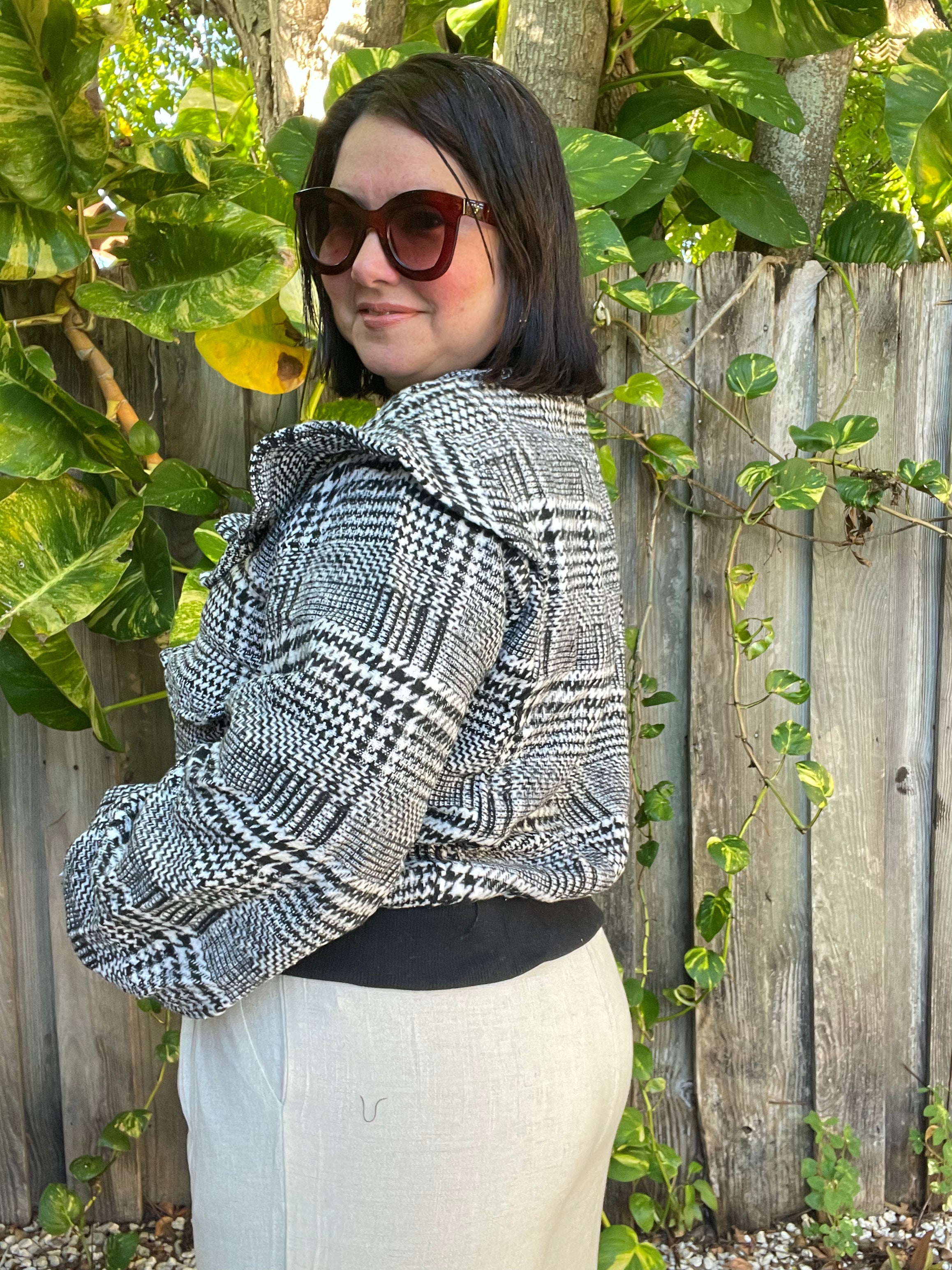 Plaid Ruffle Bomber Jacket