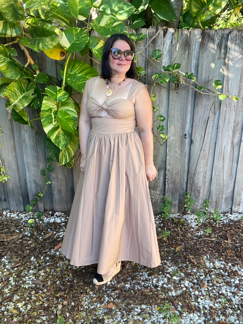 Mocha Sweetheart Bow Midi Dress