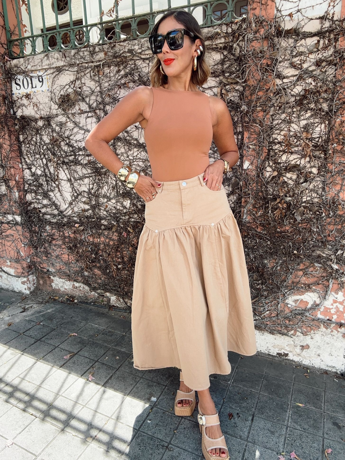 Own It Always Fit and Flare Midi Skirt