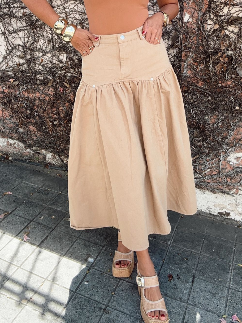 Own It Always Fit and Flare Midi Skirt