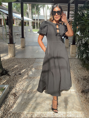 Midnight Bow Midi Dress