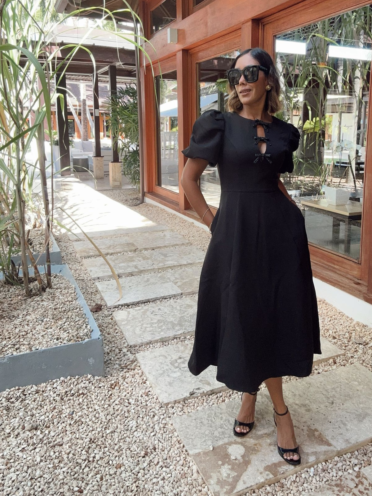 Midnight Bow Midi Dress