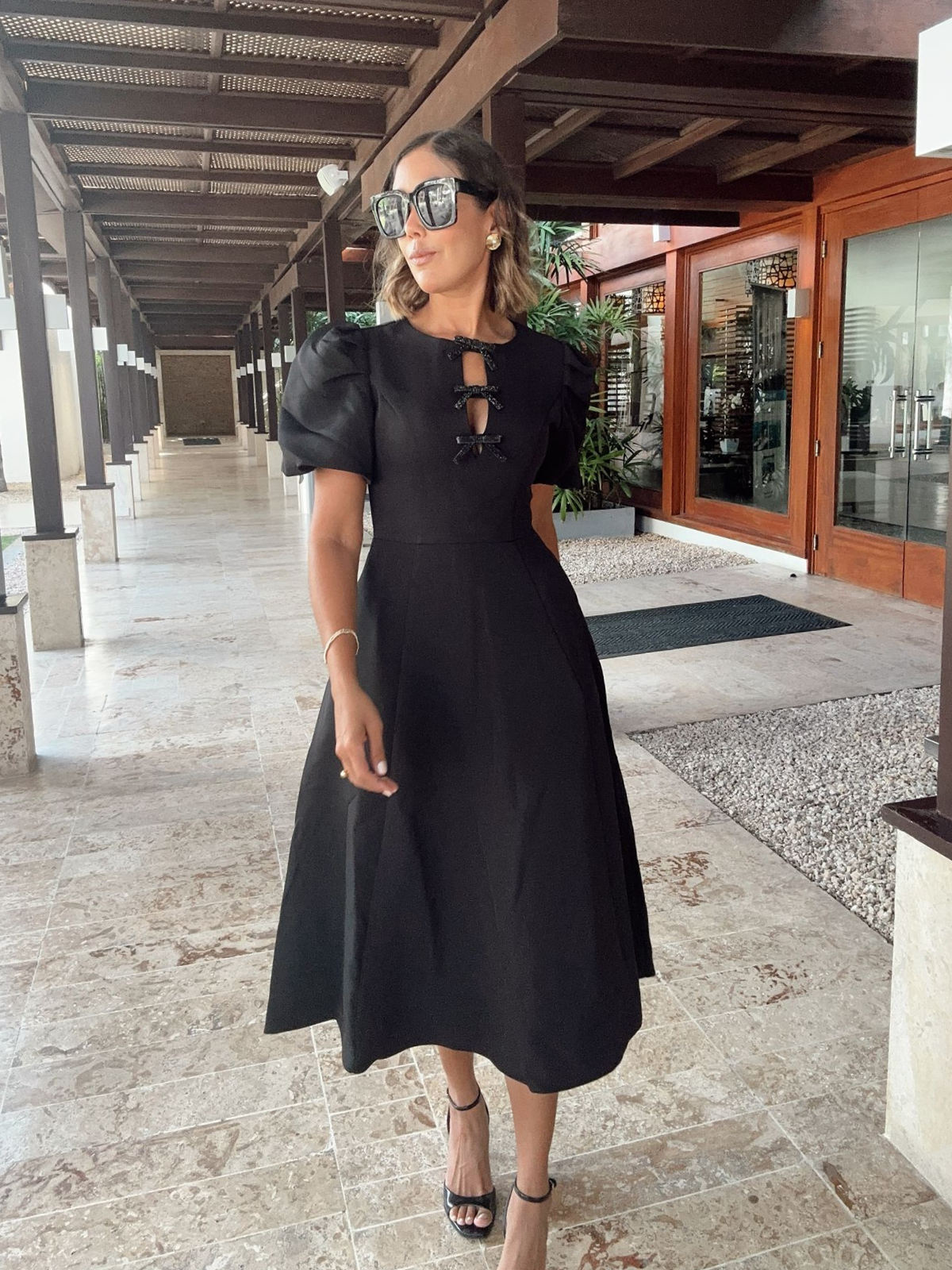 Midnight Bow Midi Dress