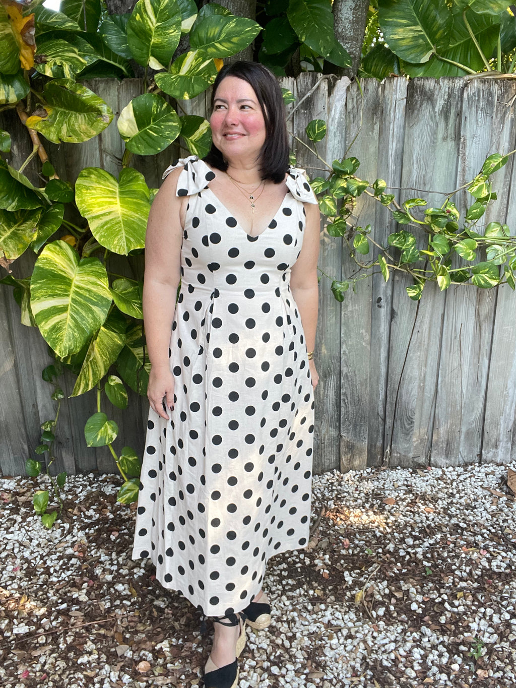 Dot Affair Linen Midi Dress