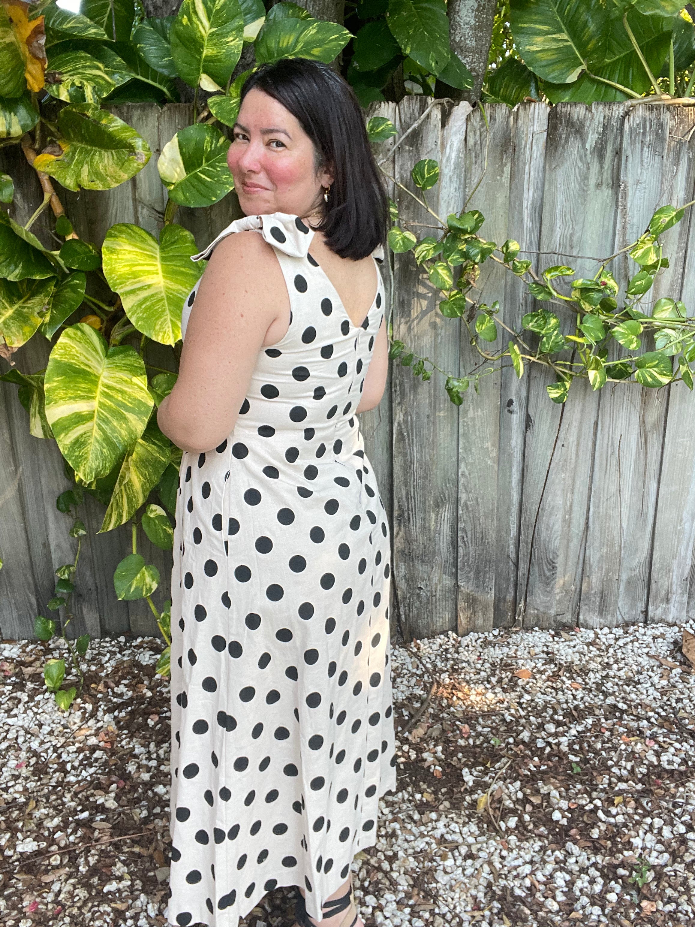 Dot Affair Linen Midi Dress