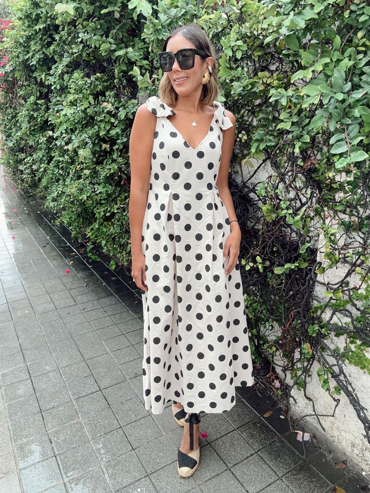 Dot Affair Linen Midi Dress