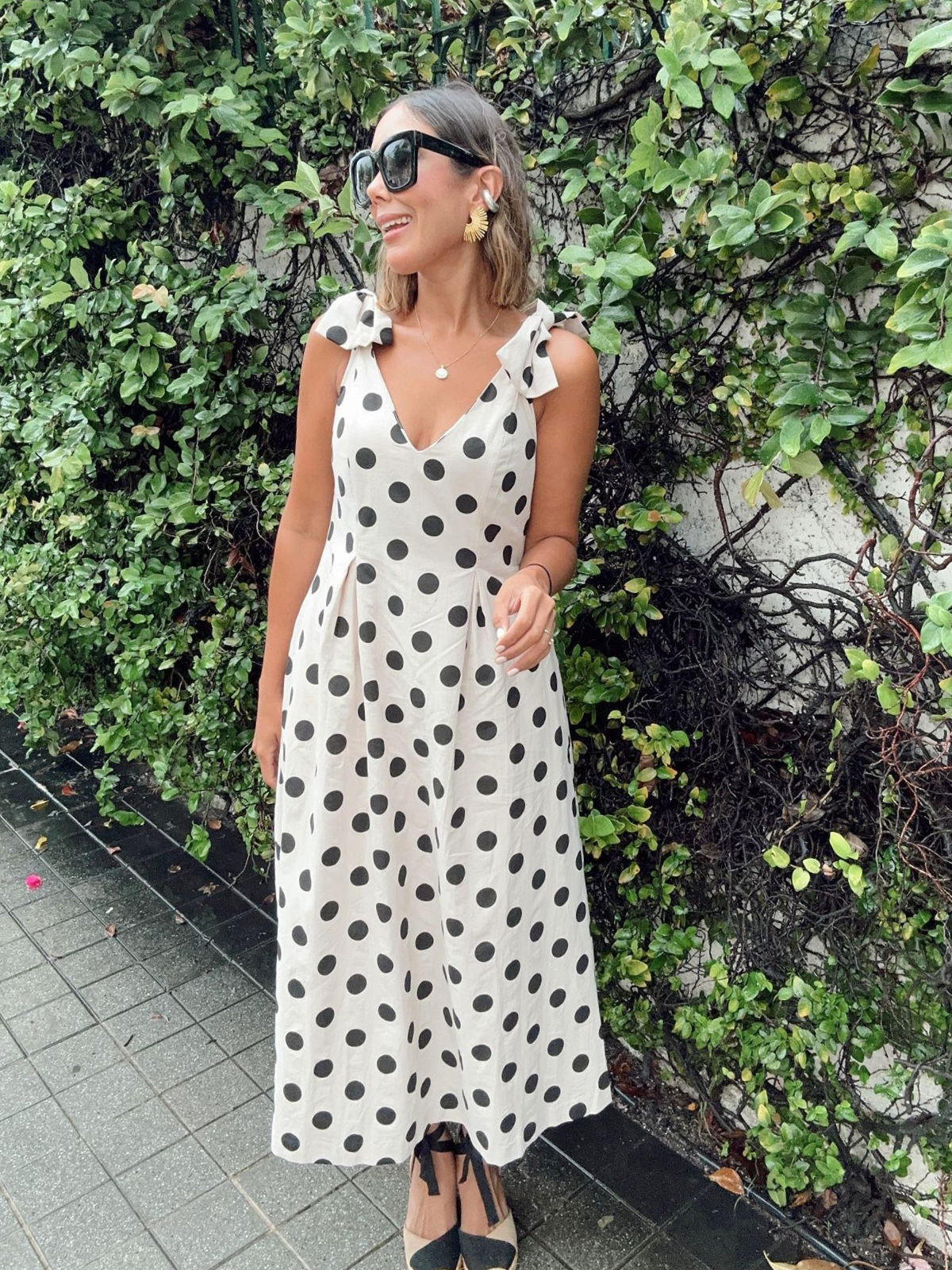 Dot Affair Linen Midi Dress