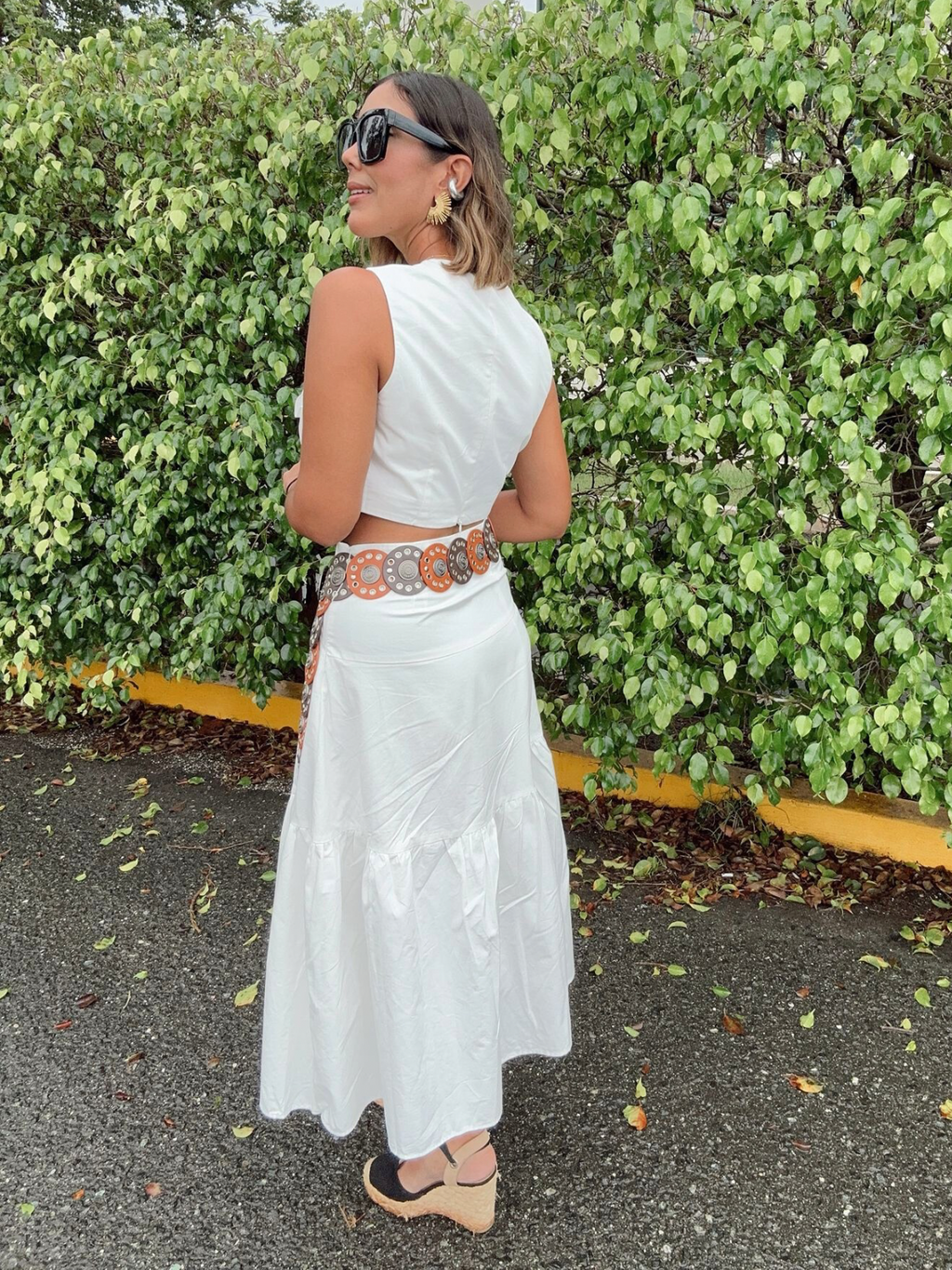 True Essence Top and Skirt Set with Statement Belt Included