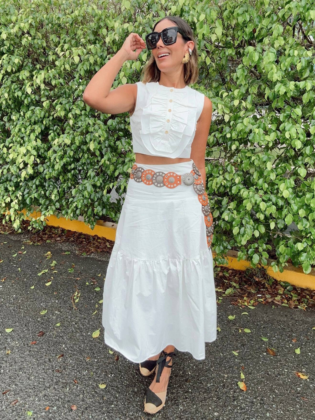 True Essence Top and Skirt Set with Statement Belt Included