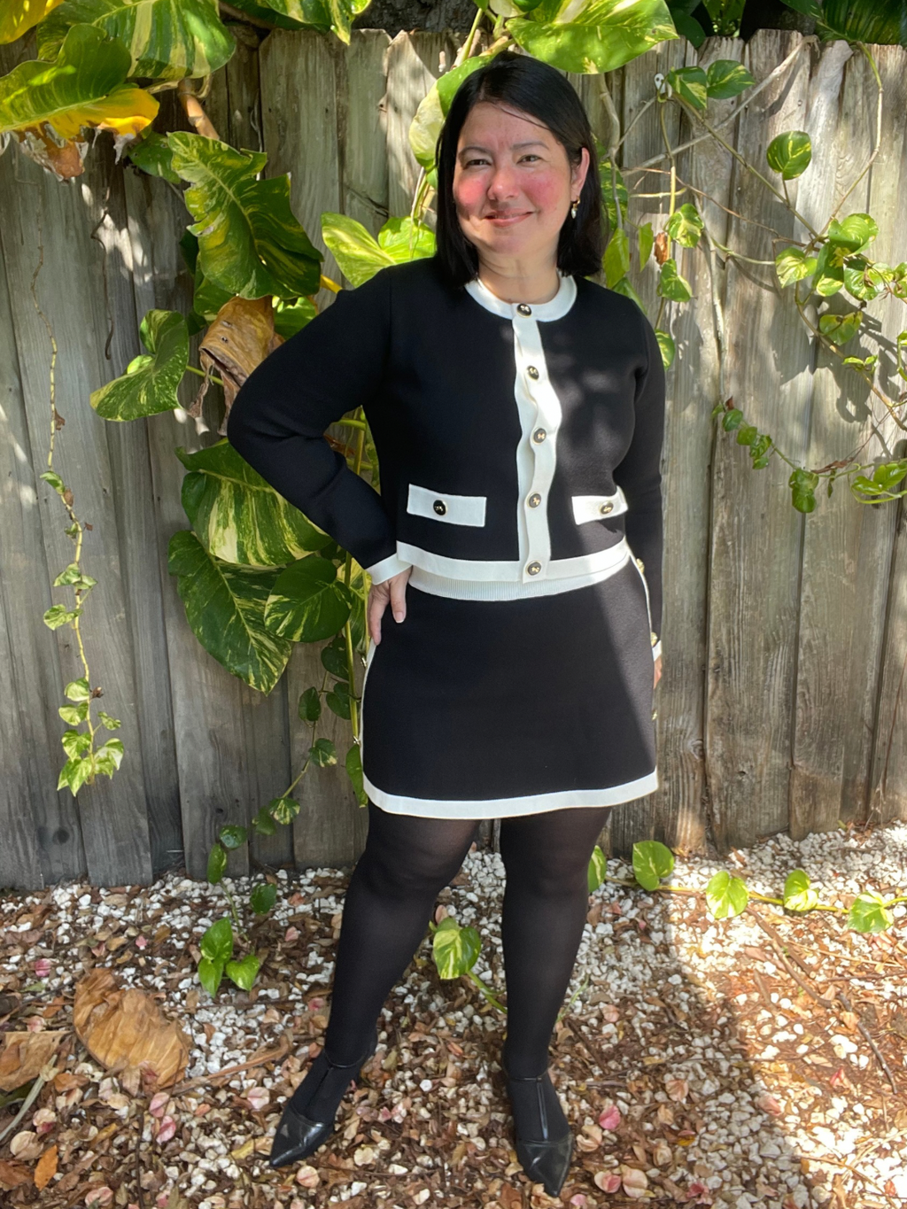 The Charlotte Contrast Trim Crop Cardigan and Mini Skirt Set