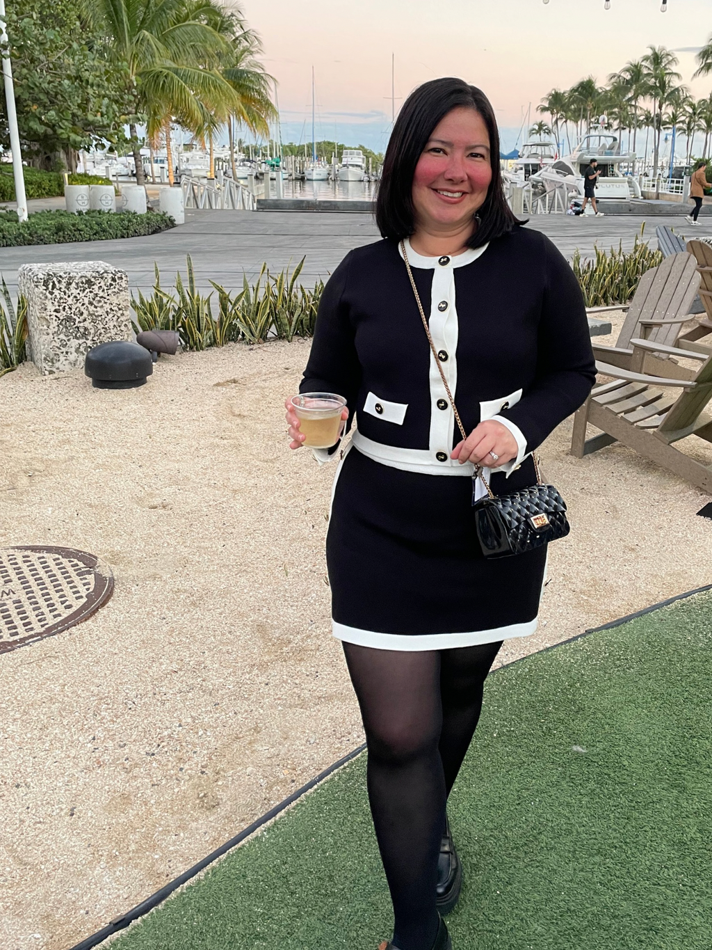 The Charlotte Contrast Trim Crop Cardigan and Mini Skirt Set