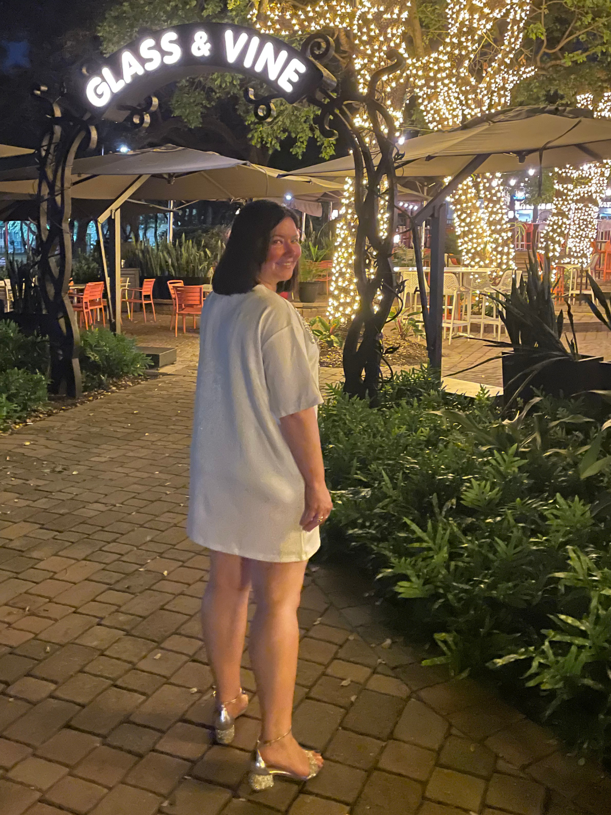 Rhinestone Beaded Flower Embellished T-Shirt Dress