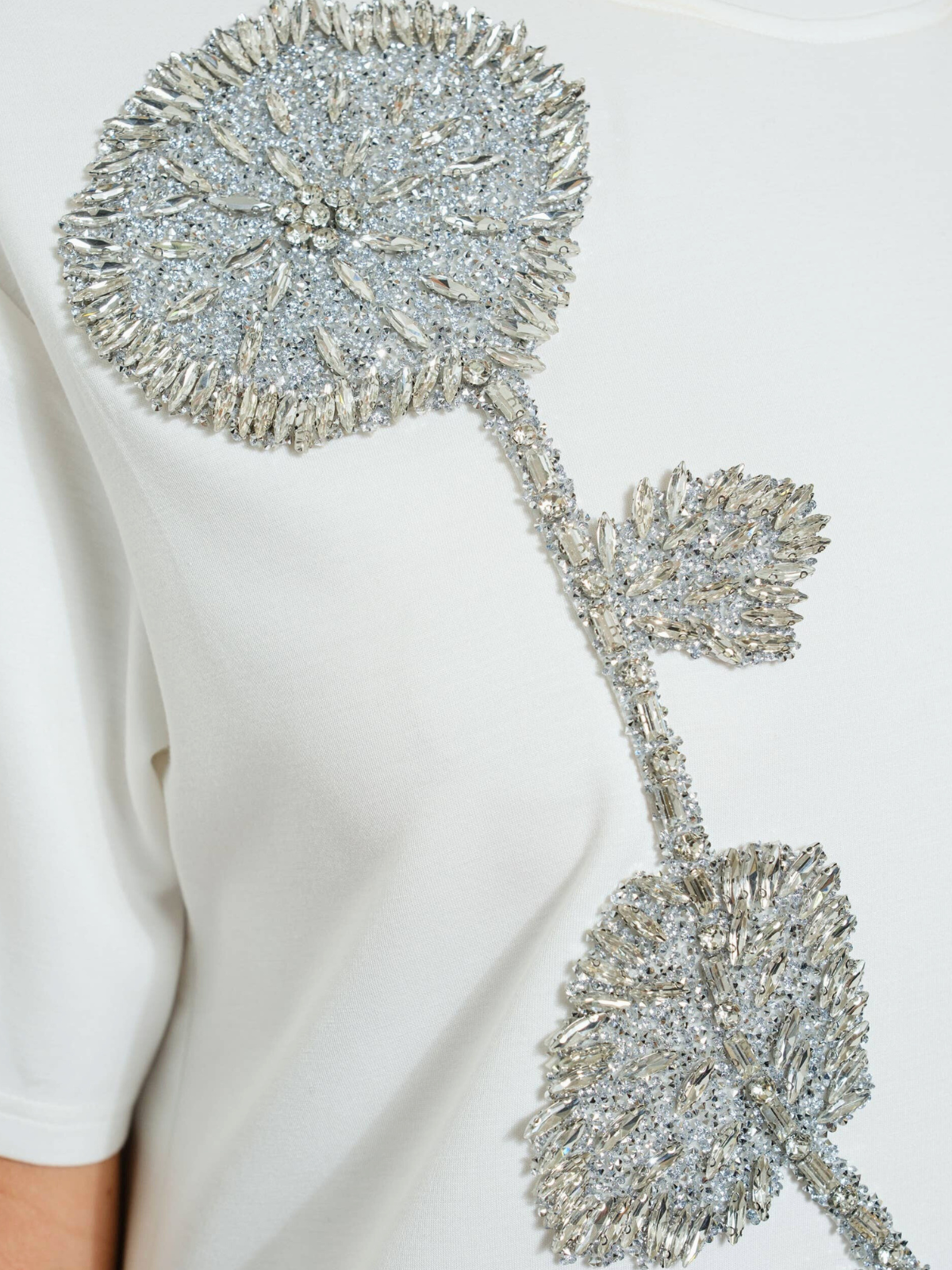 Rhinestone Beaded Flower Embellished T-Shirt Dress