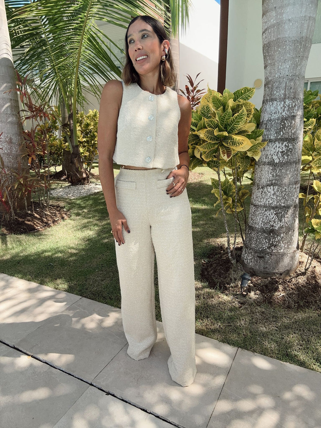 The Curated Closet Cropped Top & Wide Leg Pants Set