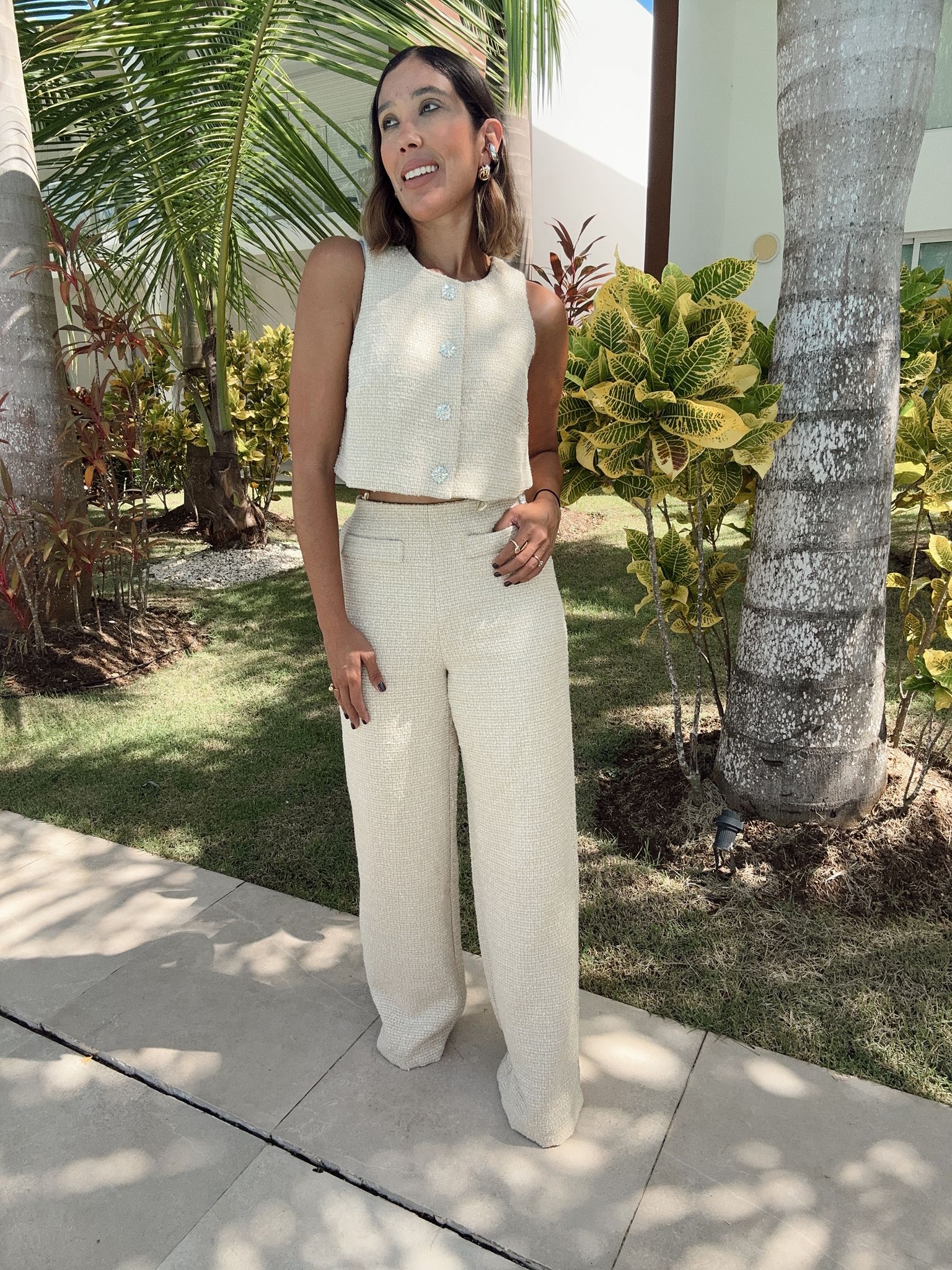 The Curated Closet Cropped Top & Wide Leg Pants Set