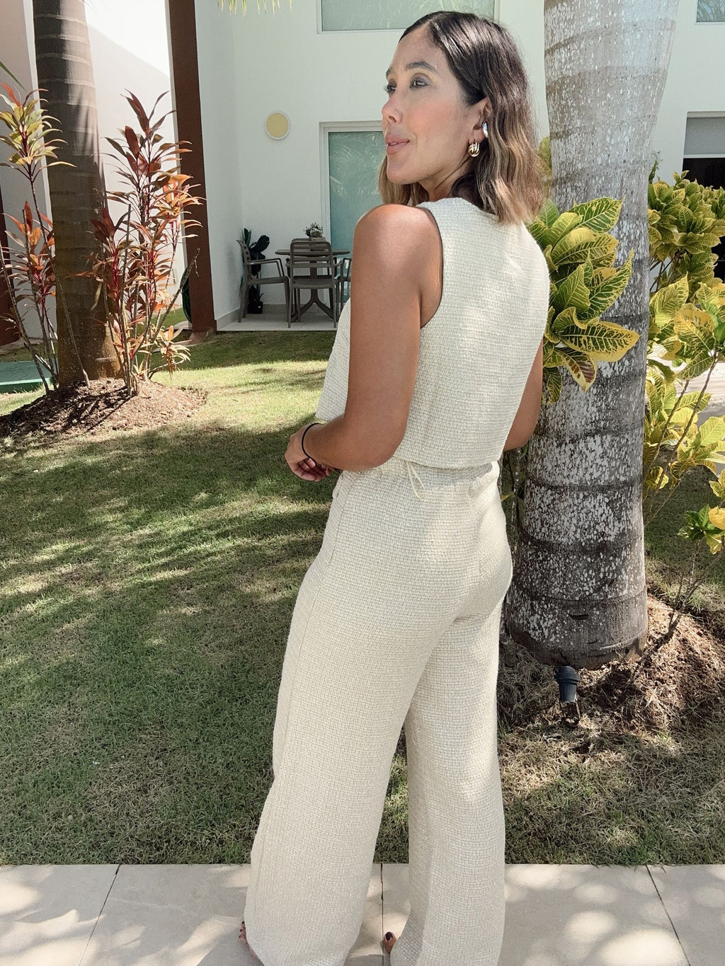 The Curated Closet Cropped Top & Wide Leg Pants Set