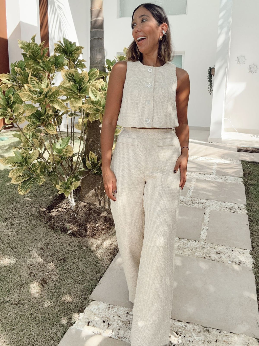 The Curated Closet Cropped Top & Wide Leg Pants Set